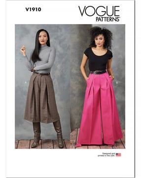Patron Vogue pantalon plissé pour femme à jambes larges #V1910 tailles 34-42