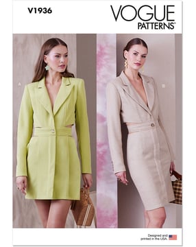 Patron Vogue V1936A5 Robe blazer femme avec revers en dentelle Taille 32-40