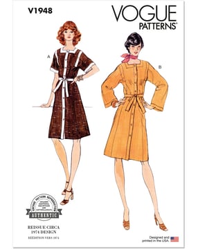 Patron Vogue V1948B5 Robe vintage pour femme longueur genou moyenne Taille 34-42