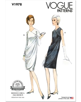 Patron Vogue Femme Robe de soirée vintage avec fermeture latérale drapée #V1978 Taille 44-52