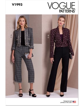 Ensemble de patrons Vogue pour femme : veste et pantalon #V1993 tailles 32-40