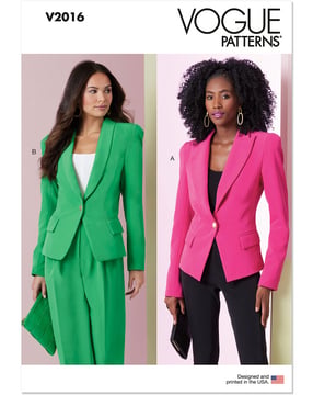 Patron Vogue Veste cintrée pour femme avec coutures princesse # V2016 tailles 32-40