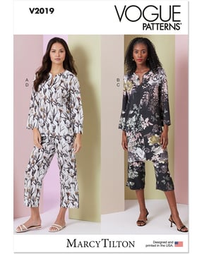 Ensemble de patrons Vogue pour vêtements d'intérieur femme Top Pantalon # V2019 Taille 32-48
