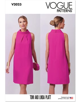 Patron Vogue Robe courte femme avec col montant #V2023 Taille 30-38