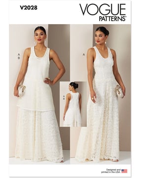 Patron Vogue robe maxi sans manches pour femme #V2028 taille 42-50