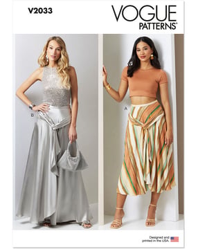 Patron Vogue jupe drapée pour femmes #V2033 tailles 30-38