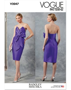 Patron Vogue Bustier robe cocktail femme #V2047.B5 Taille 34-42