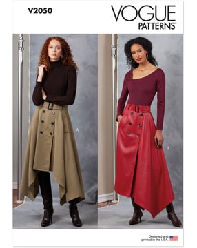 Patron Vogue Jupe midi pour femmes avec ceinture #V2050.Y5 Taille 44-52