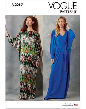 Patron Vogue Robe Kaftan Femme avec Ceinture #V2057.A Taille XS-S-M-L-XL-XXL