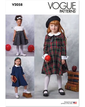 Patron Vogue Robe enfant fille avec manches #V2058.A Taille 104-134