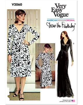 Patron Vogue Femme Vintage Robe portefeuille Diane von Furstenberg #V2060.B5 Taille 34-42