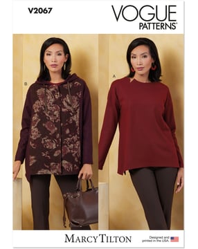 Patron Vogue pour femme : haut et veste à capuche de Marcy Tilton #V2067.A tailles XS-XXL