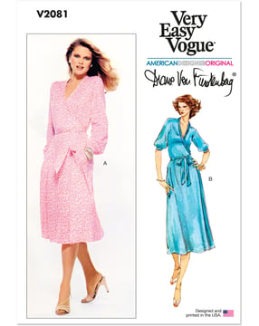 Patron Vogue Robe portefeuille vintage pour femme de Diane von Furstenberg #V2081.Y5 Taille 44-52