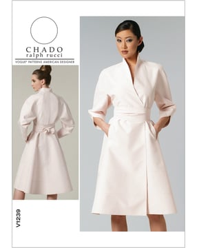 Patron Vogue robe évasée femme #V1239 tailles 40-46