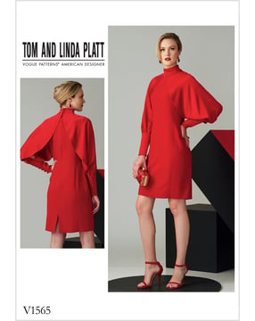 Patron Vogue Robe Femme avec col montant #V1565 Taille 40-48