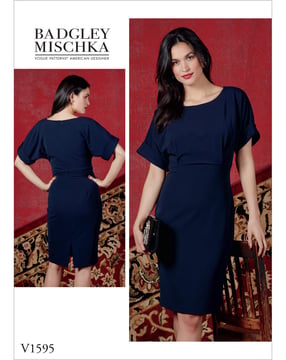 Patron Vogue Robe en jersey pour femme Design : Badgley Mischka #V1595 Taille 40-48