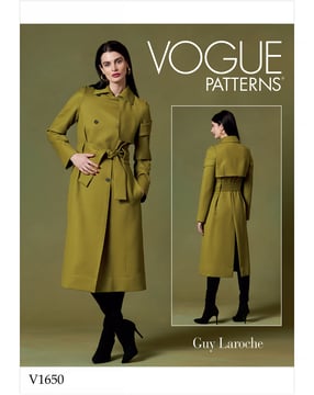 Patron Vogue Manteau femme avec ceinture #V1650 Taille 42-48