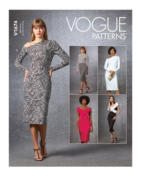 Patrons Vogue Robes en jersey pour femmes #V1674 Taille 32-40
