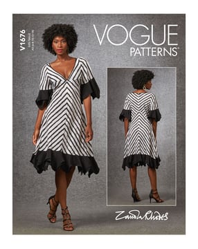 Patron Vogue Robes Femme midi manches courtes #V1676 Taille 32-40