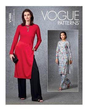Patrons Vogue pour femme : tunique et pantalon #V1686 tailles 32-40
