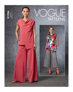 Patrons Vogue pour femmes manches courtes / chemises, pantalon #V1706 taille 42-50