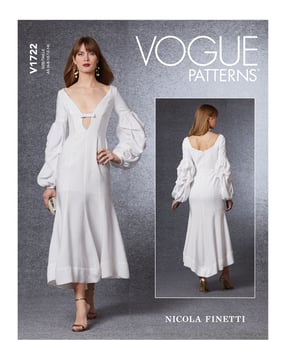 Patron Vogue robe femme ajustée avec découpe #V1722 tailles 42-50
