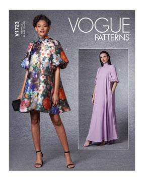 Patron Vogue Robe Femme Manches Longues/Courtes #V1723 Taille 42-50