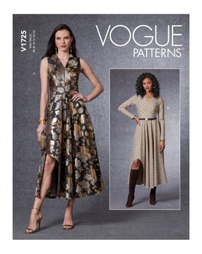 Patron Vogue robe midi femme avec fente #V1725 tailles 42-50