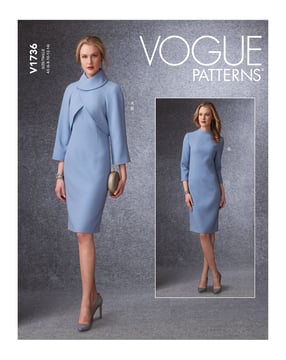 Ensemble de patrons Vogue pour femme : robe midi et veste courte #V1736 tailles 32-40