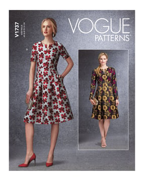 Patron Vogue Robe Femme Manches Longues/Courtes #V1737 Taille 32-40