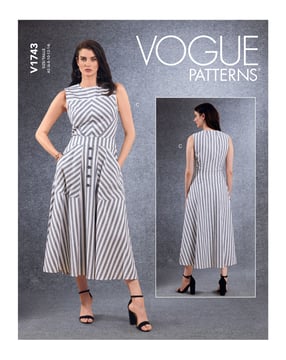 Patron Vogue robe femme avec patte de boutonnage #V1743 tailles 40-48