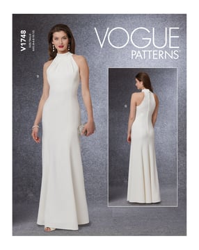 Patron Vogue robe cocktail femme épaules dénudées #V1748 tailles 30-38