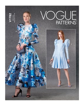 Patron Vogue robe femme avec manches bouffantes #V1782 tailles 42-50