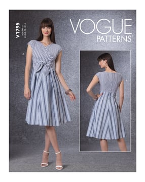 Patron Vogue Robe femme avec ceinture à nouer #V1795 Taille 40-48
