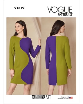 Patron Vogue robe fourreau courte femme #V1819 tailles 42-50