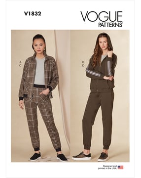 Ensemble de patrons Vogue pour femme comprenant un blouson et un pantalon #V1832 tailles 32-50