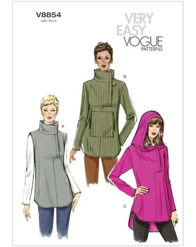 Patrons Vogue pour femmes, sweat-shirts à capuche #V8854 Taille 42-50