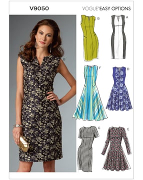 Patrons Vogue Robes pour femmes mi-longues #V9050 Taille 32-40