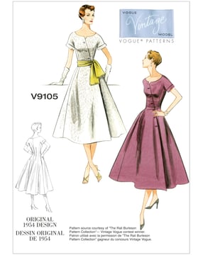 Patron Vogue Robe Femme Vintage Années 50 #V9105 Taille 40-48