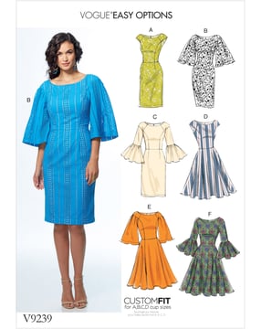 Patron Vogue Robes d'été midi pour femmes #V9239 Taille 32-40