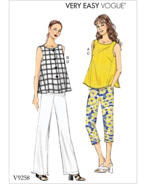 Patrons Vogue pour femmes Tops Pull-on Pantalons #V9258 Taille 42-50