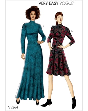 Patrons Vogue Robes ajustées et évasées pour femmes #V9264 tailles 40-48