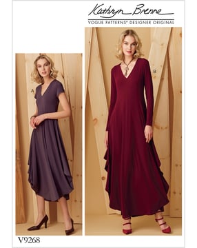 Patron Vogue Robe Pull Femme Design : Kathryn Brenne #V9268 Taille 32-50