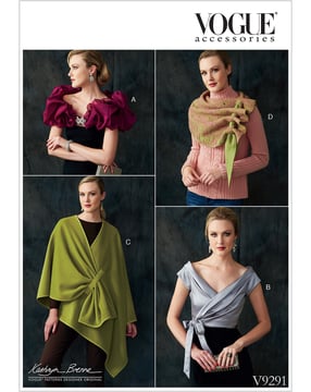 Patrons Vogue pour femmes, ensemble de différents foulards / capes #V9291 Taille 34-44