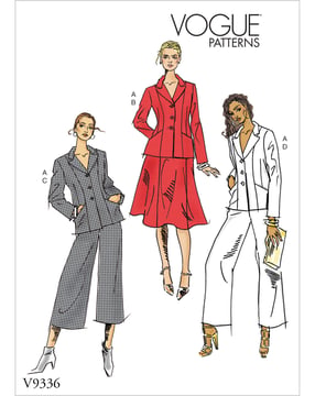 Patrons Vogue pour femme, ensemble comprenant veste, jupe et pantalon #V9336 tailles 32-40