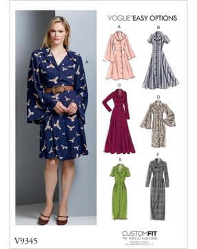 Patron Vogue robe femme avec corsage cintré #V9345 tailles 32-40