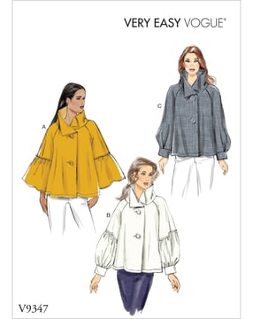 Patrons Vogue pour femmes, hauts swing avec patte de boutonnage #V9347 Taille 42-50