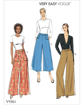 Patrons Vogue Pantalons en lin pour femmes #V9361 Tailles 32-40