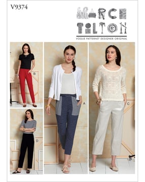 Patron Vogue pantalons pour femmes à jambe étroite #V9374 tailles 32-38