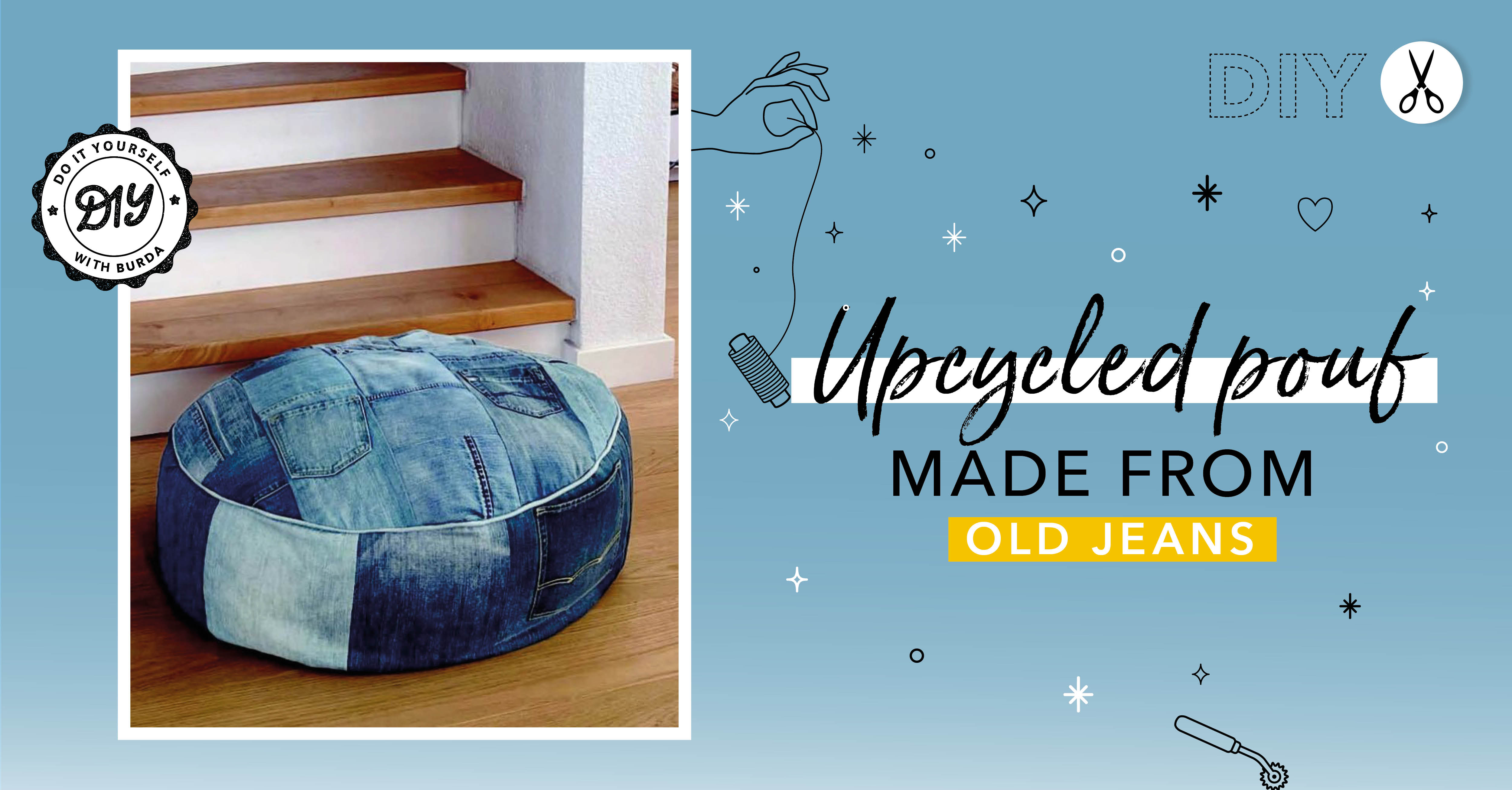DIY: Upcycle Old Jeans Into a Decorative Pouf